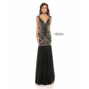 NEW VIENNA PROM deep v prom dress in gunmetal